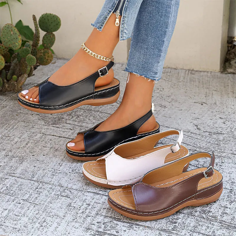 Sandales pour femmes confortables au style rétro avec orteils découverts