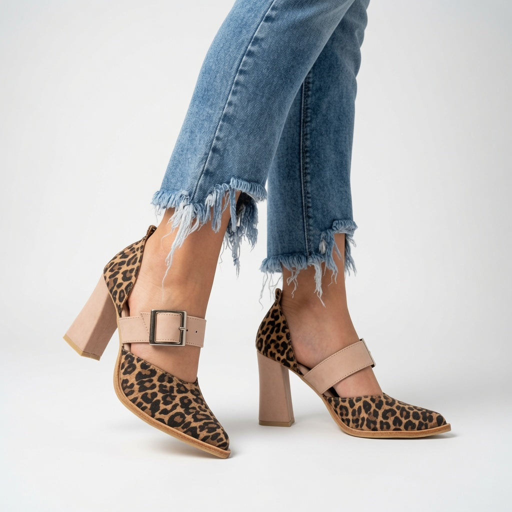 Ilana™ | Talons bloc avec un audacieux imprimé léopard