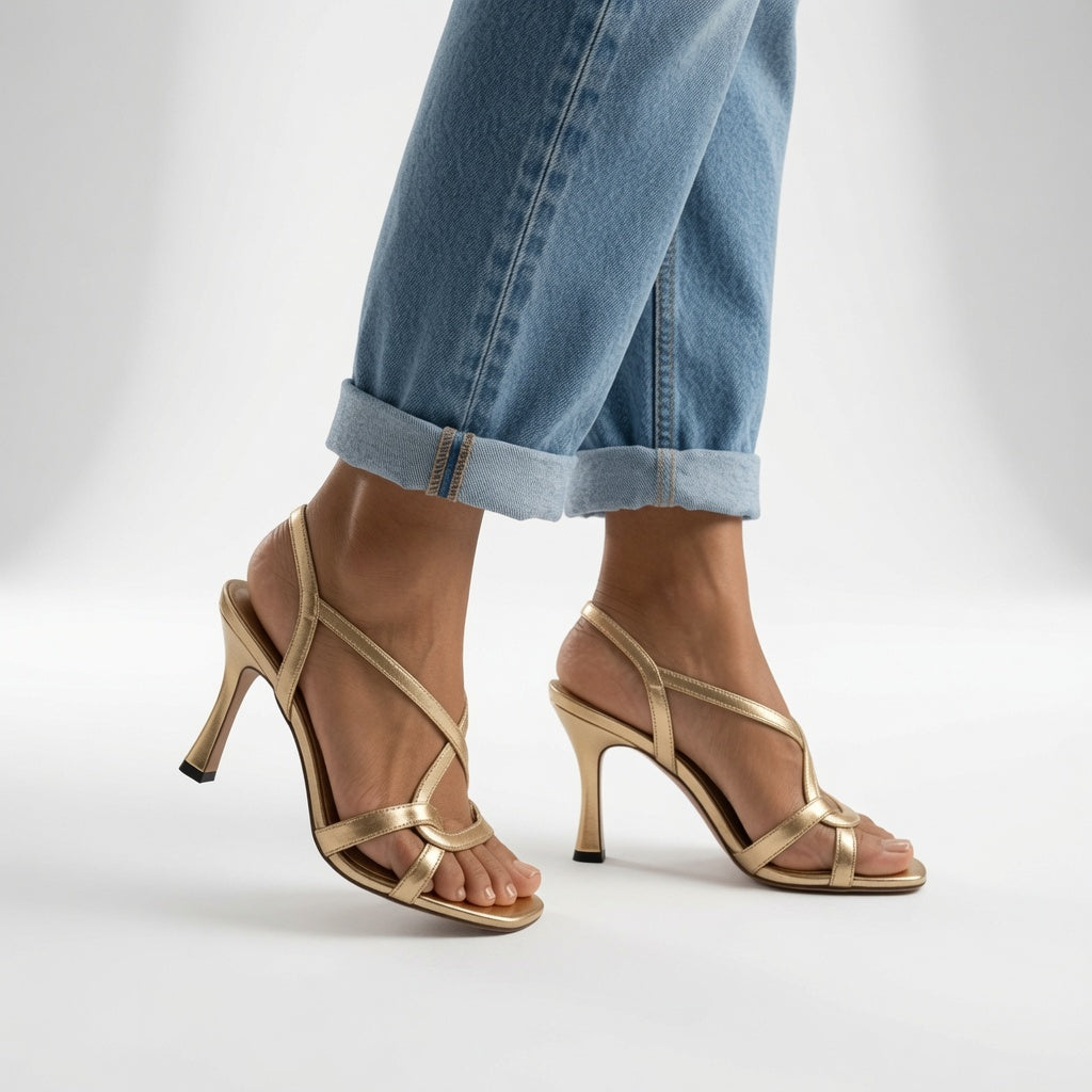 Elisabetta | Sandales Dorées Élégantes à Talons