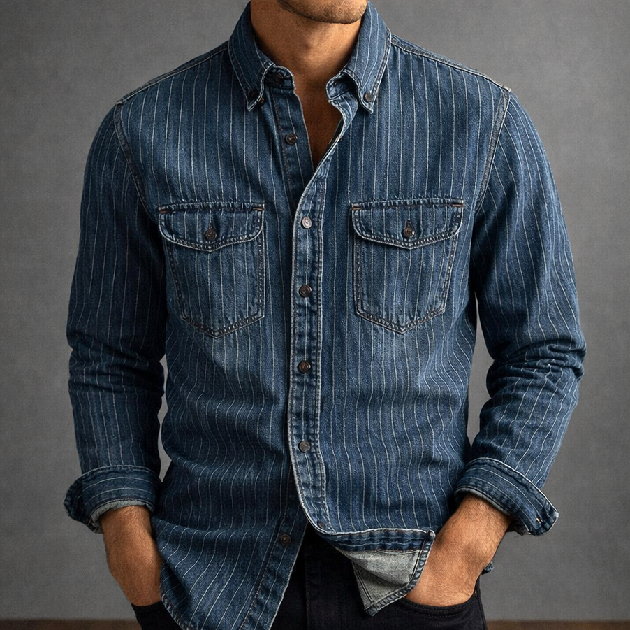 VELLANE | CHEMISE À RAYURES MANCHES LONGUES POUR HOMME