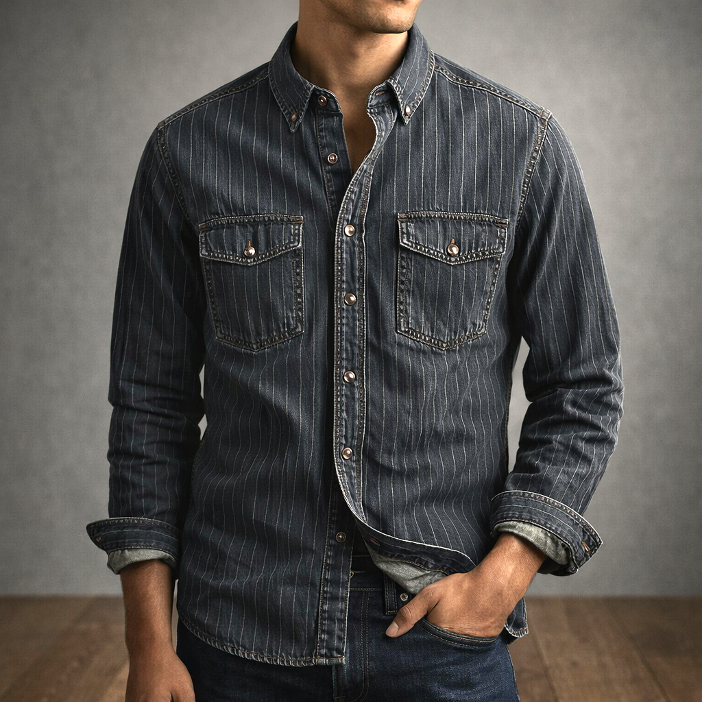 VELLANE | CHEMISE À RAYURES MANCHES LONGUES POUR HOMME