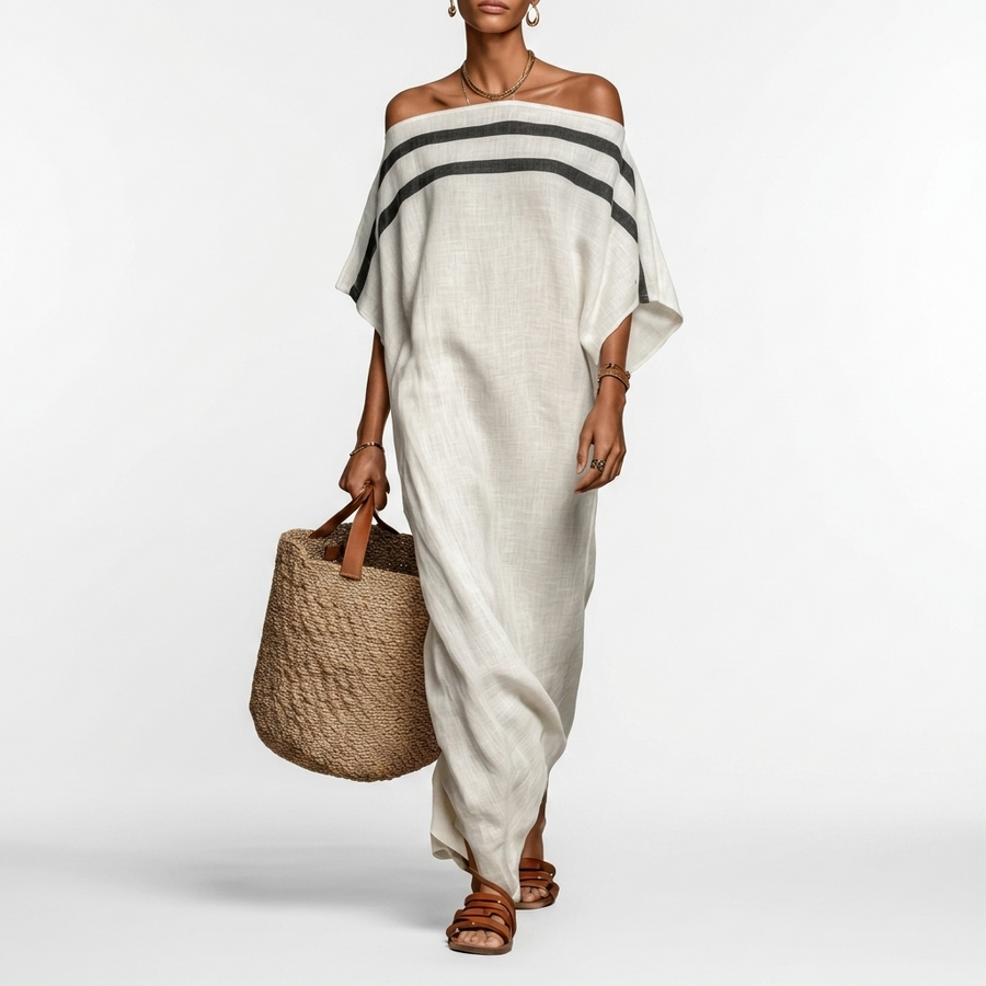 Aveline™ | Robe Maxi Off-Shoulder avec Manches Chauve-Souris
