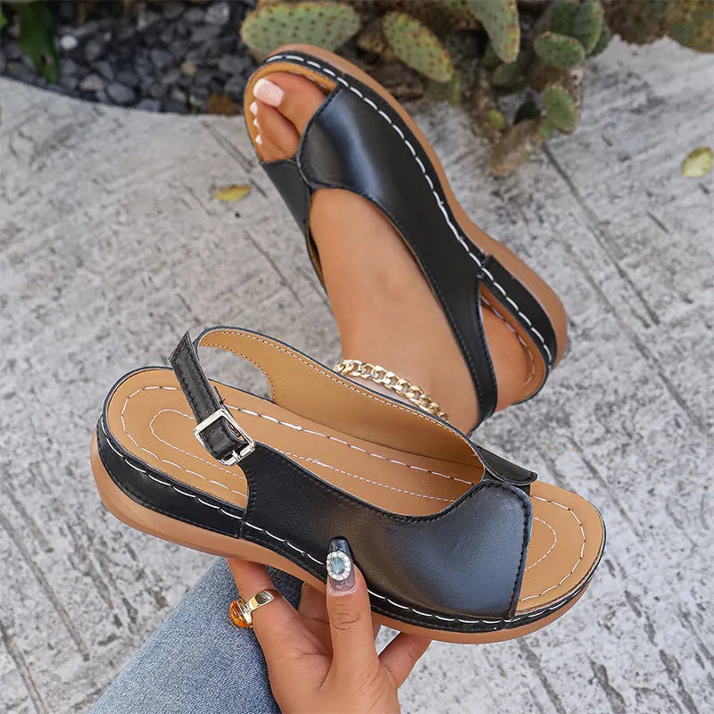 Sandales pour femmes confortables au style rétro avec orteils découverts