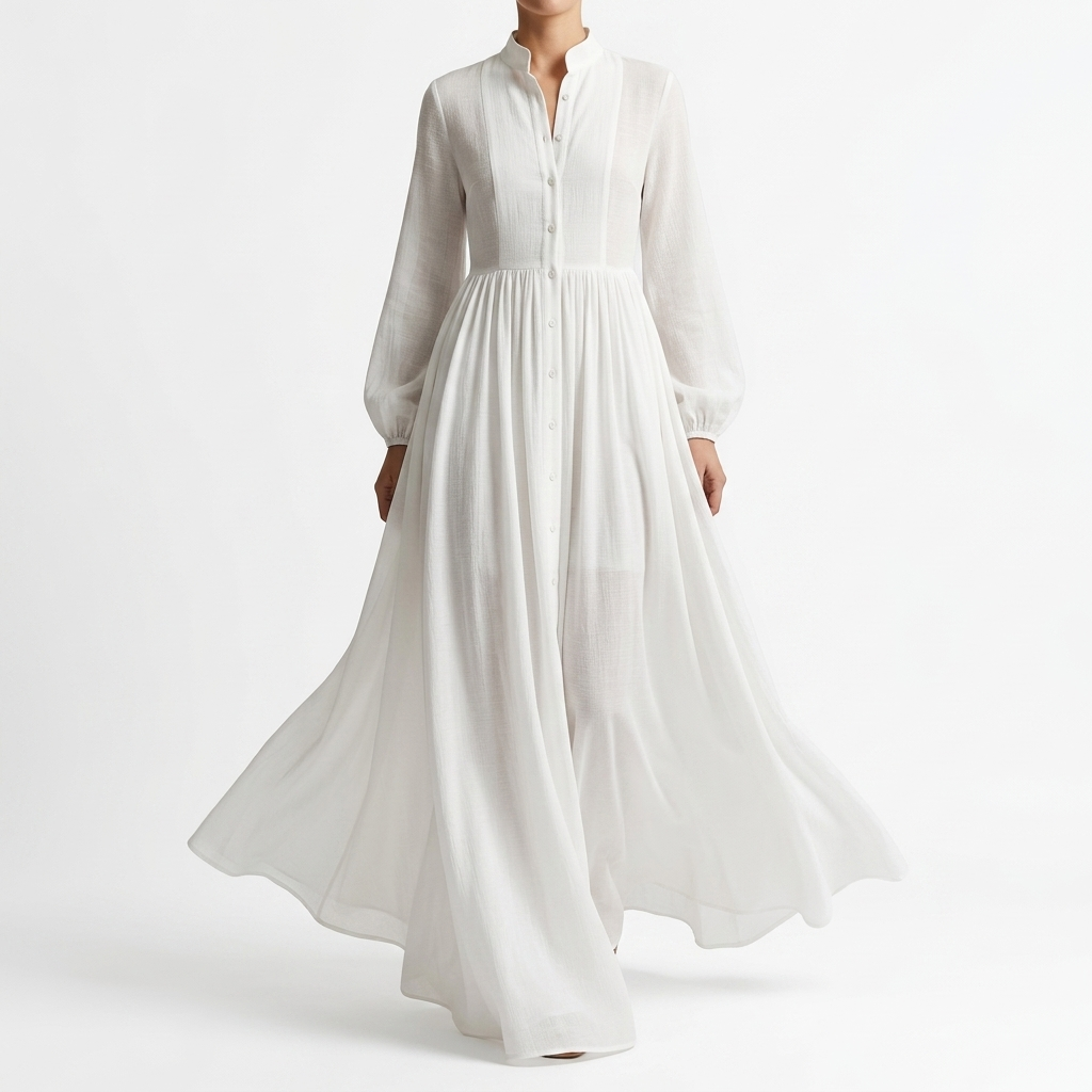 Léonie™ | Robe Maxi Minimaliste à Col Haut
