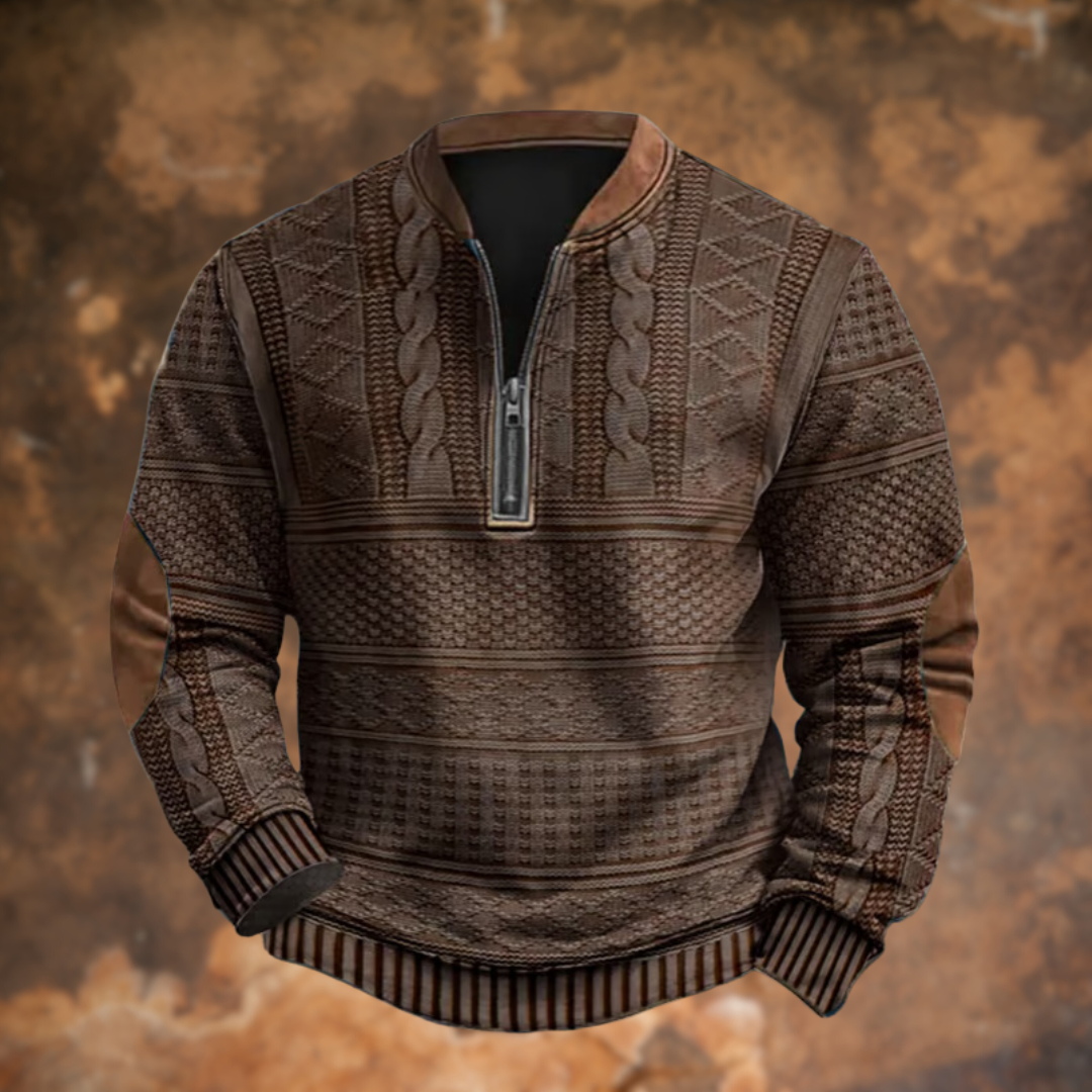 Vellane | Pull Zippé Imprimé Torsades pour Homme Daniel