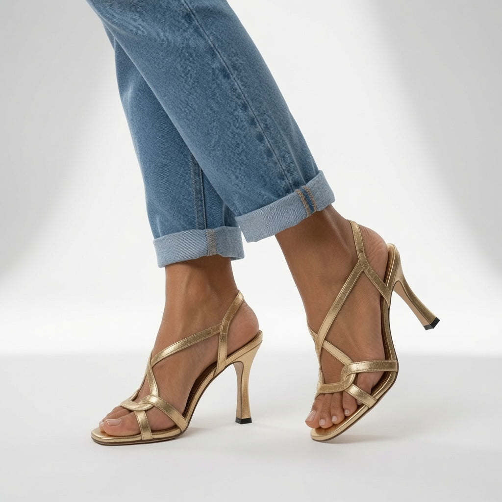 Elisabetta | Sandales Dorées Élégantes à Talons