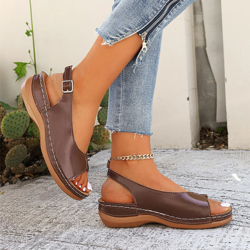 Sandales pour femmes confortables au style rétro avec orteils découverts