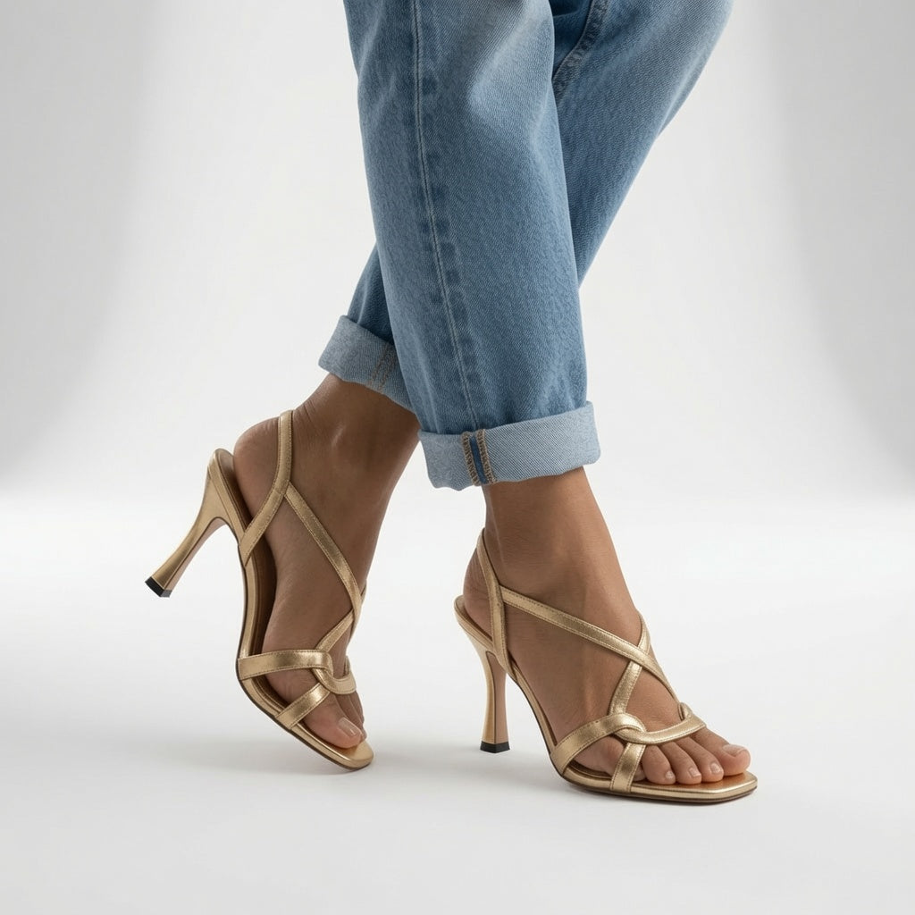 Elisabetta | Sandales Dorées Élégantes à Talons