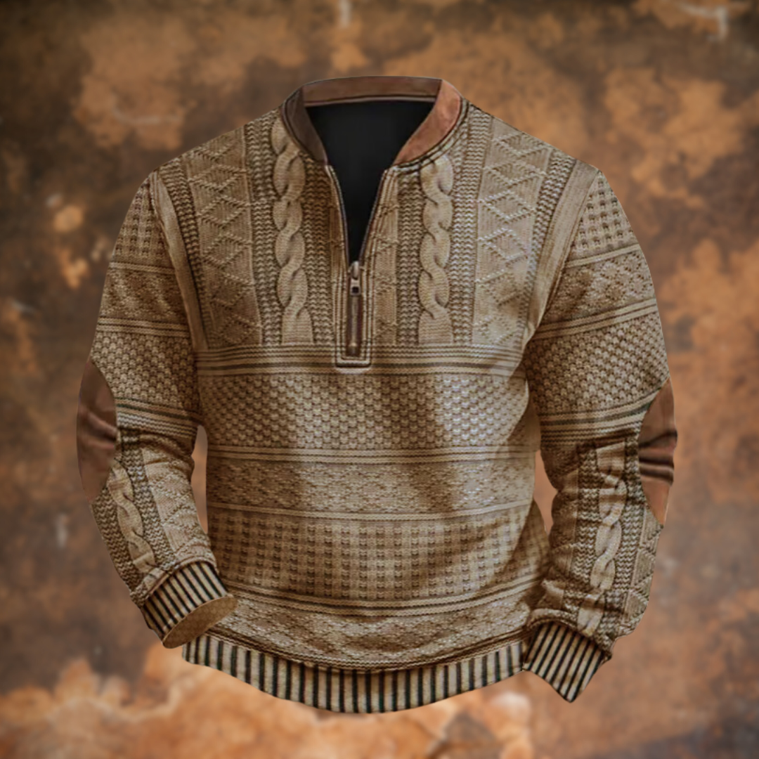 Vellane | Pull Zippé Imprimé Torsades pour Homme Daniel