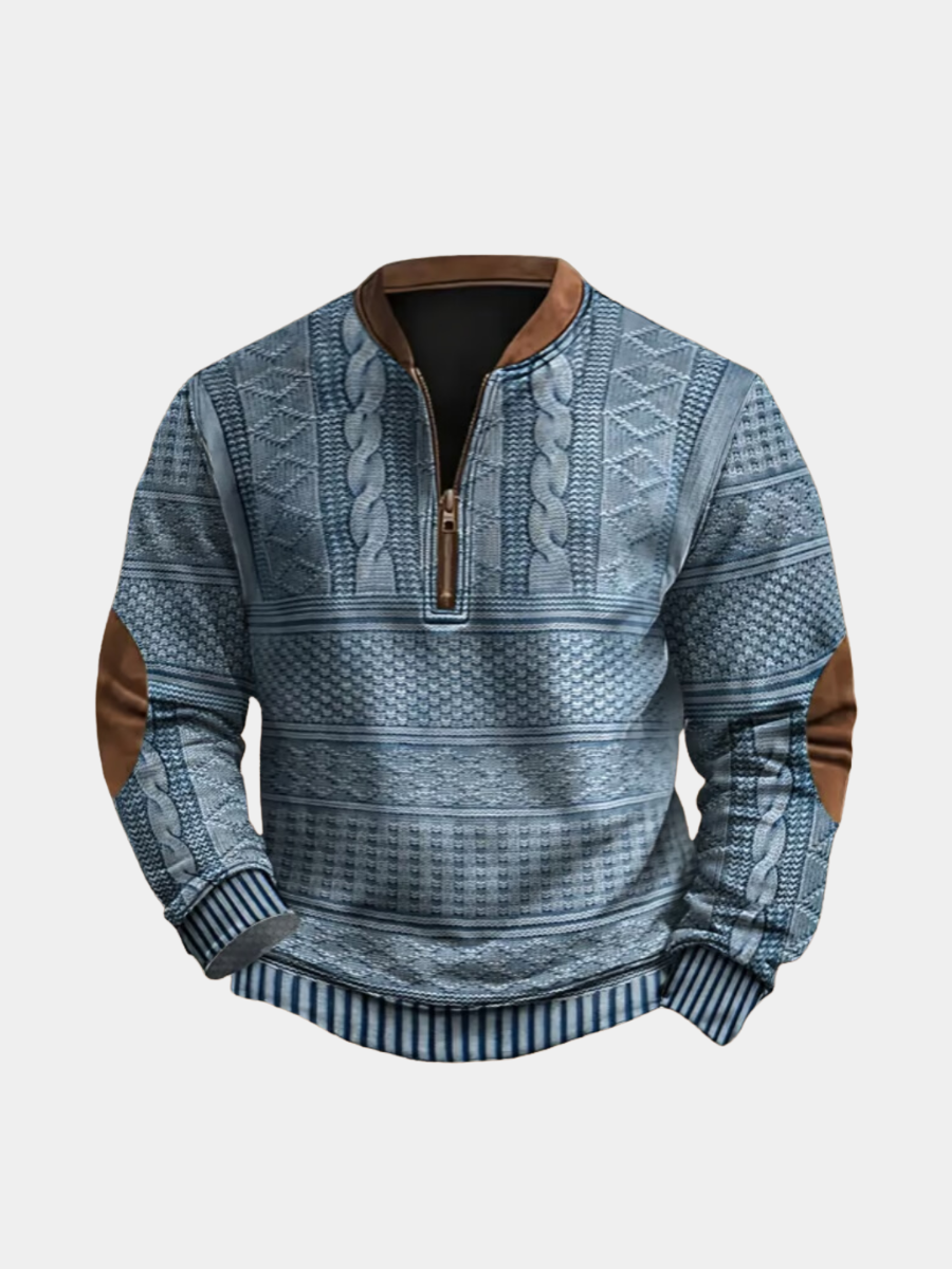 Vellane | Pull Zippé Imprimé Torsades pour Homme Daniel