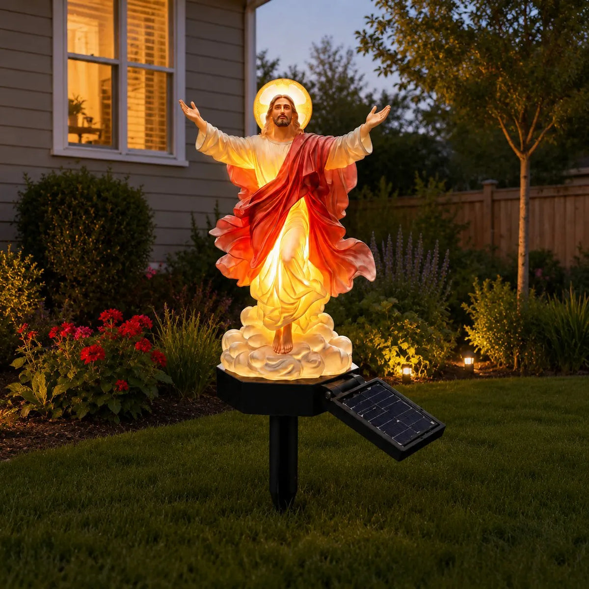 Luméange™ — Statue solaire ange lumineux jardin