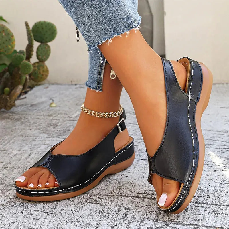 Sandales pour femmes confortables au style rétro avec orteils découverts