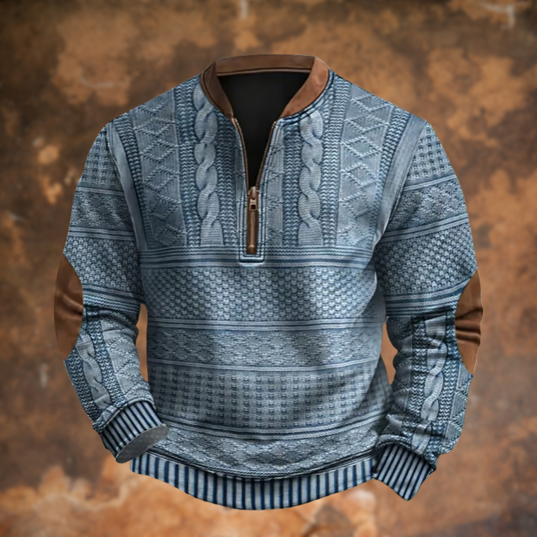 Vellane | Pull Zippé Imprimé Torsades pour Homme Daniel