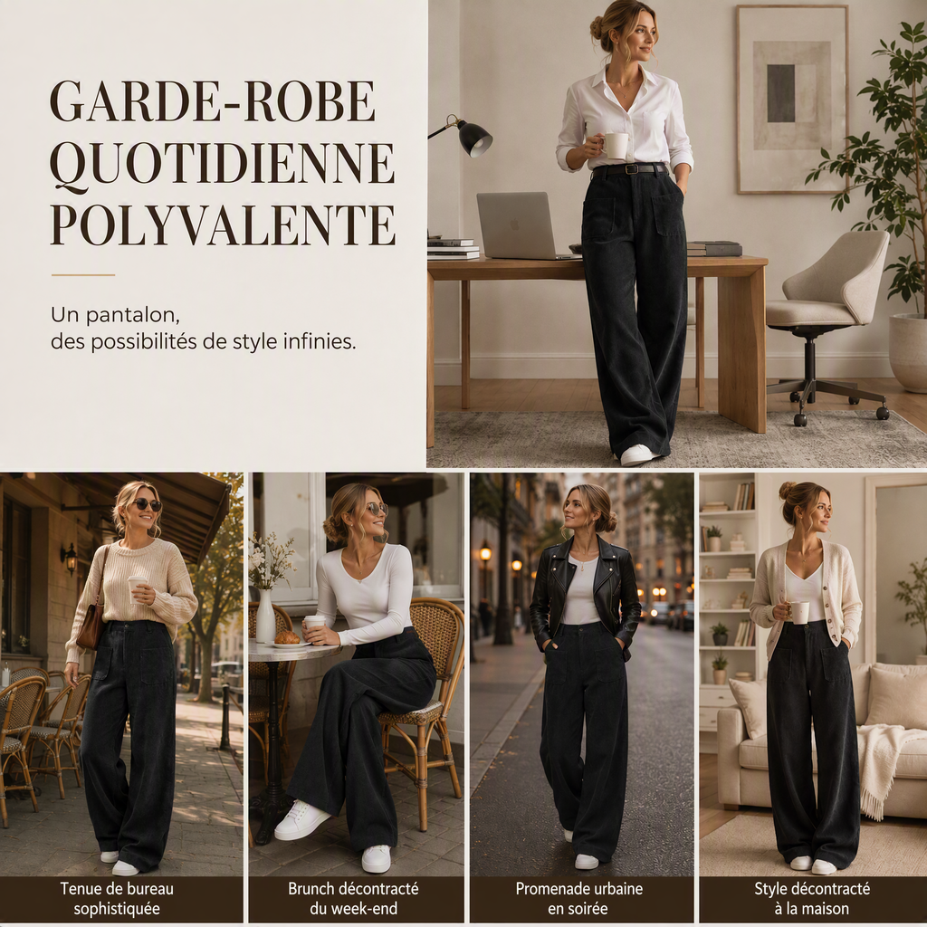 Pantalon large décontracté coupe relax pour femme