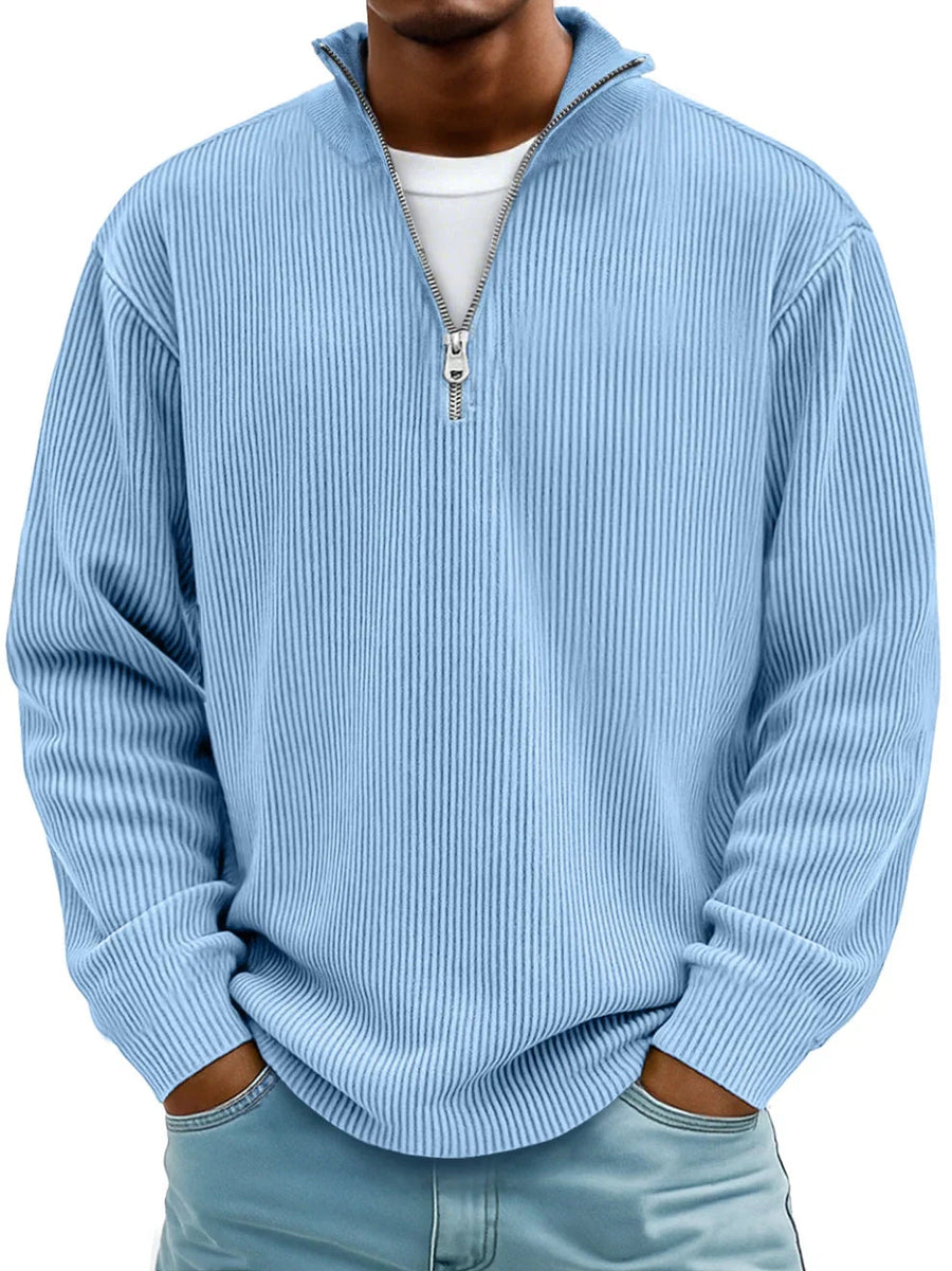 Vellane | Pull Col Zippé Côtelé pour Homme Marc
