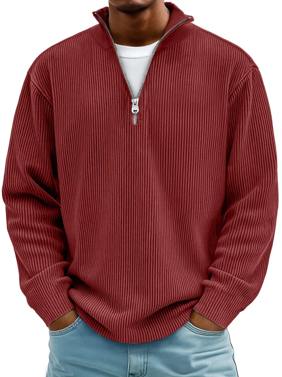 Vellane | Pull Col Zippé Côtelé pour Homme Marc