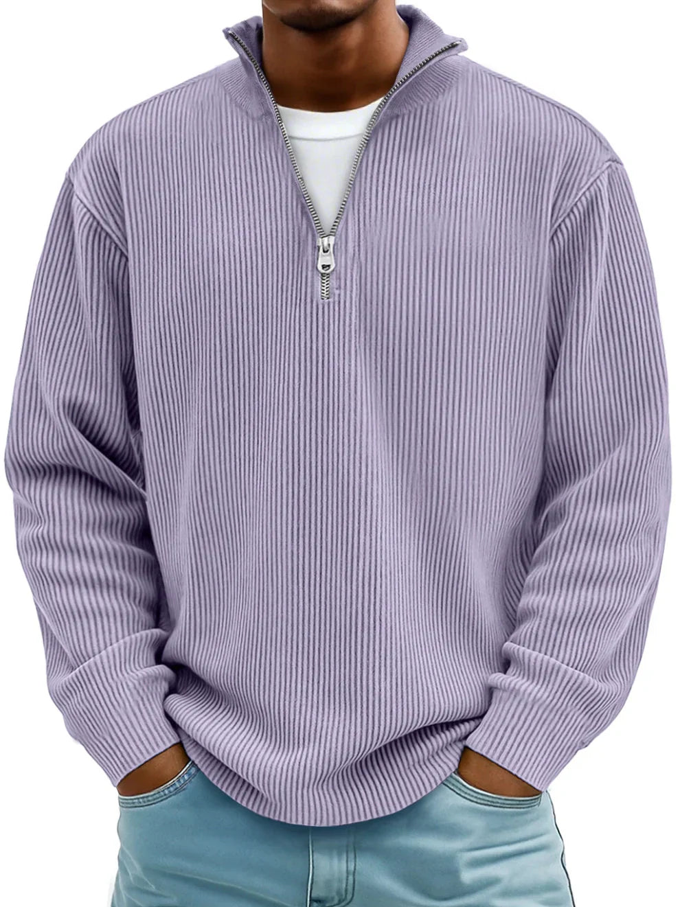 Vellane | Pull Col Zippé Côtelé pour Homme Marc