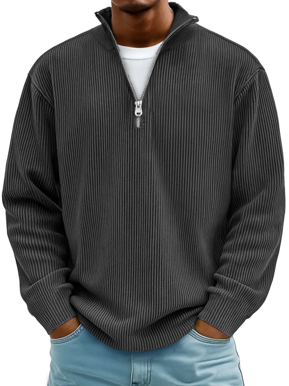 Vellane | Pull Col Zippé Côtelé pour Homme Marc