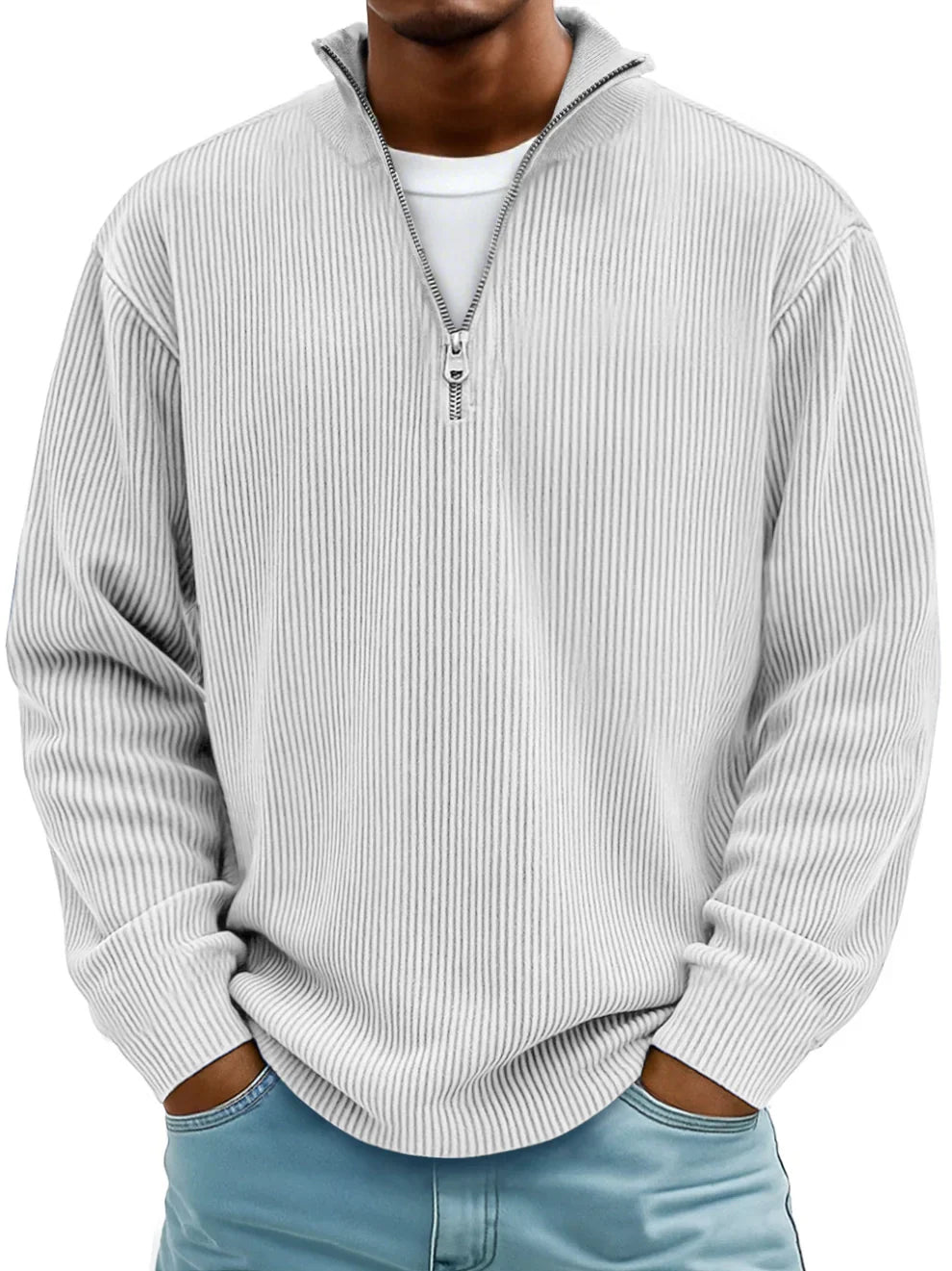 Vellane | Pull Col Zippé Côtelé pour Homme Marc