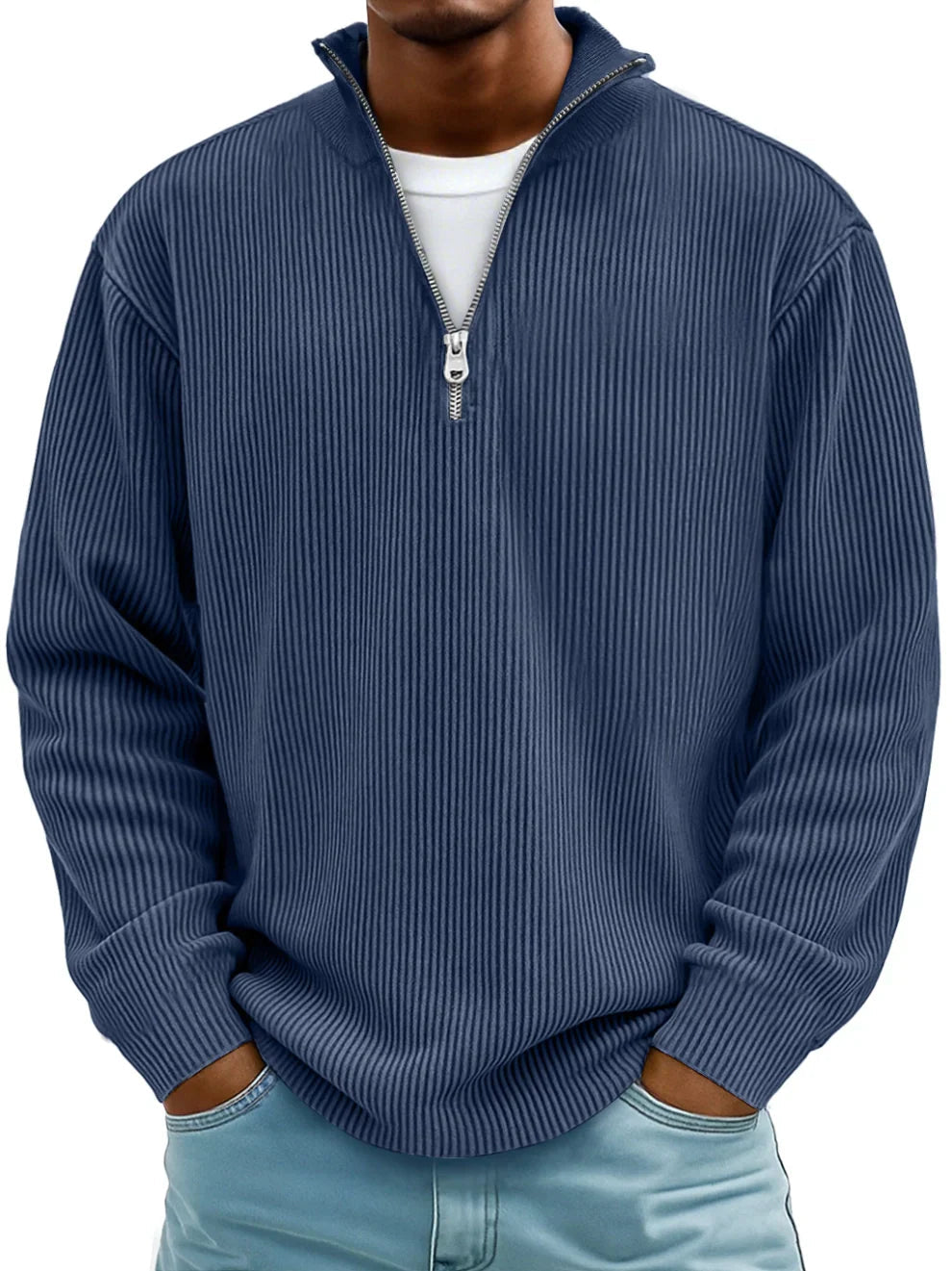 Vellane | Pull Col Zippé Côtelé pour Homme Marc