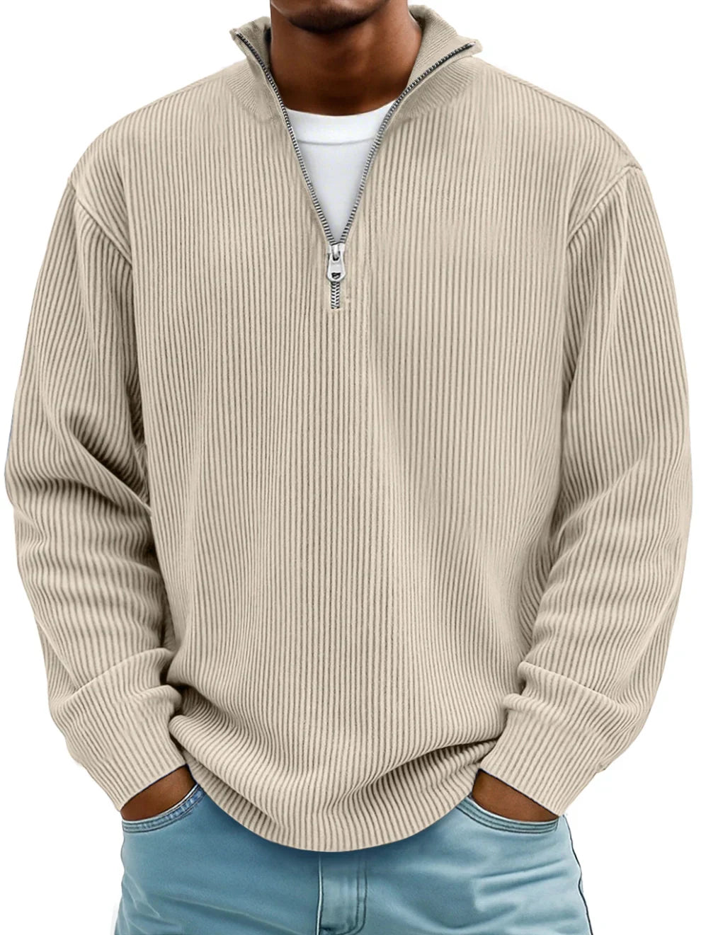 Vellane | Pull Col Zippé Côtelé pour Homme Marc
