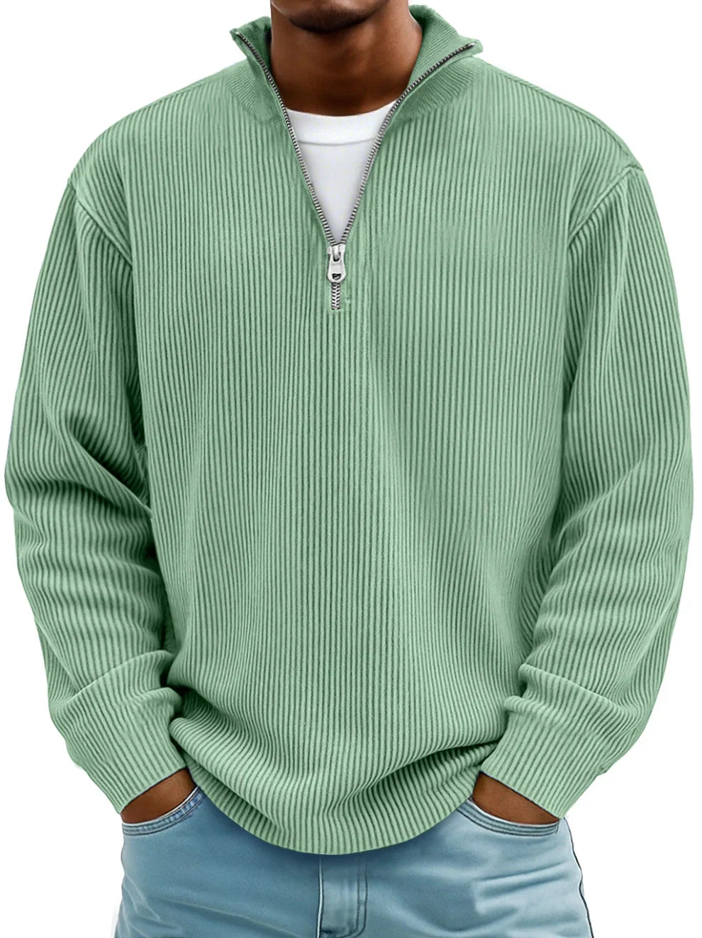 Vellane | Pull Col Zippé Côtelé pour Homme Marc