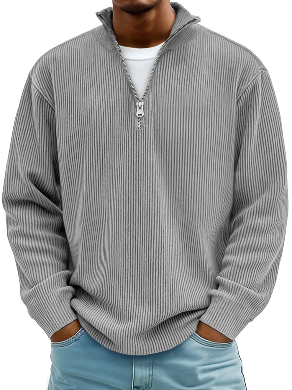 Vellane | Pull Col Zippé Côtelé pour Homme Marc