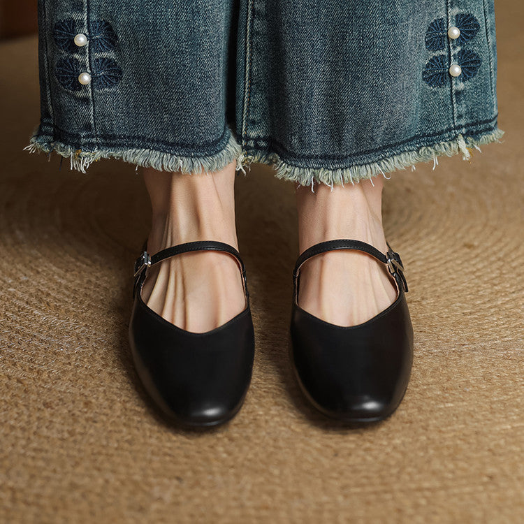 Bianca | Mules Mary Jane à Bout Amande