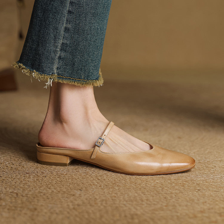 Bianca | Mules Mary Jane à Bout Amande