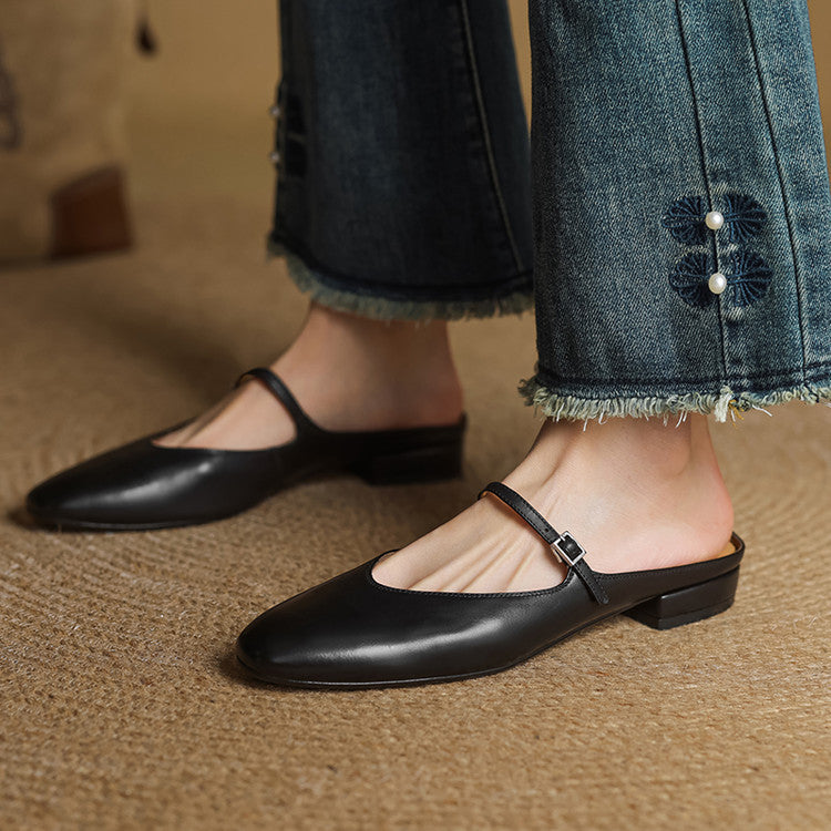 Bianca | Mules Mary Jane à Bout Amande