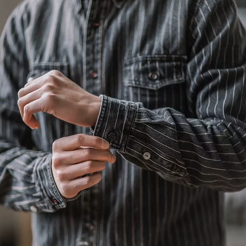 VELLANE | CHEMISE À RAYURES MANCHES LONGUES POUR HOMME