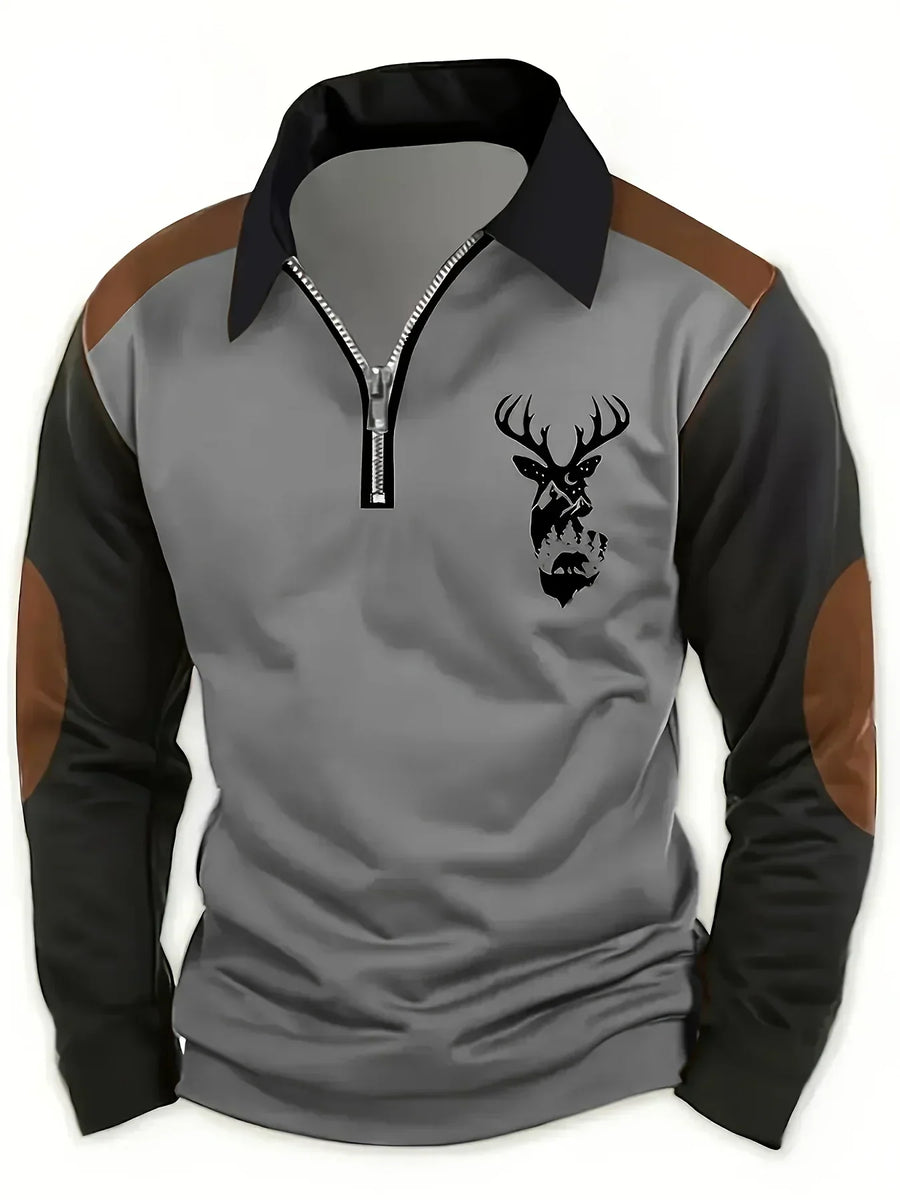 Vellane | Pull Zippé Motif Cerf pour Homme Gérard