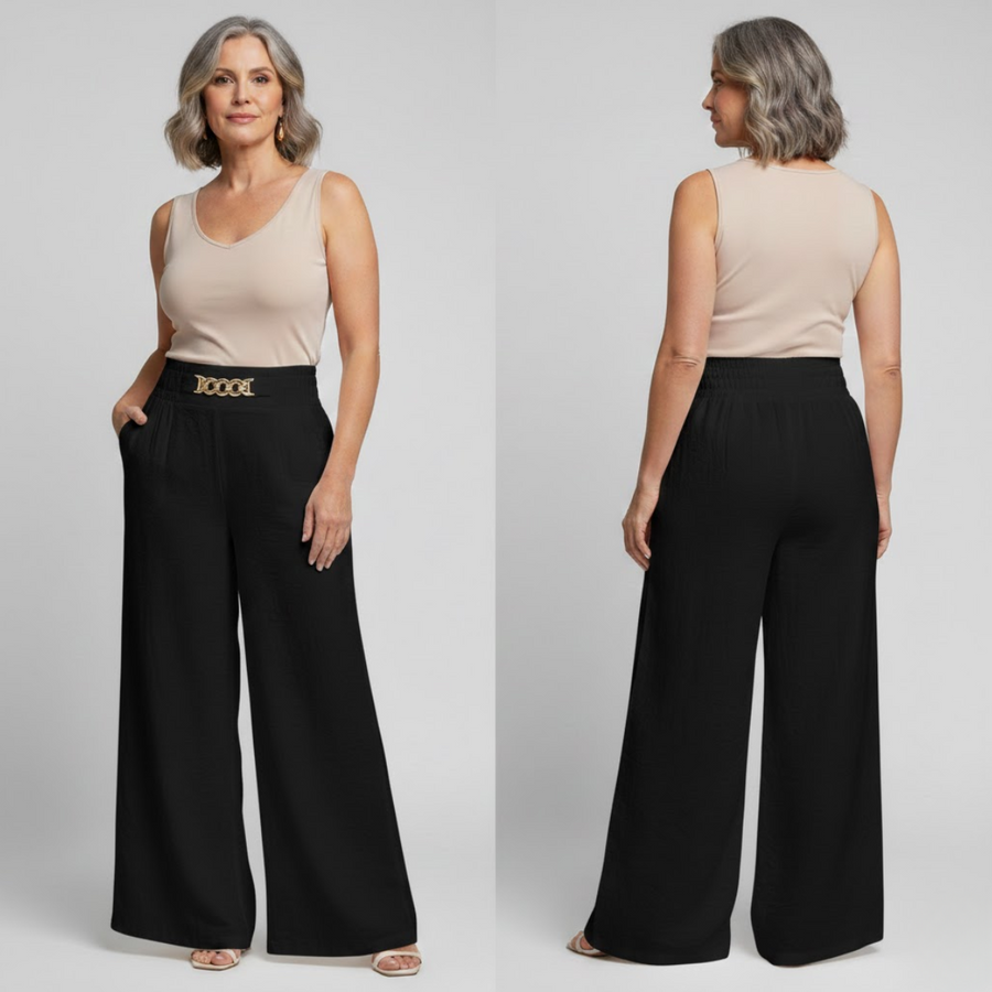 Évelyne™ — Pantalon large taille haute sculptant