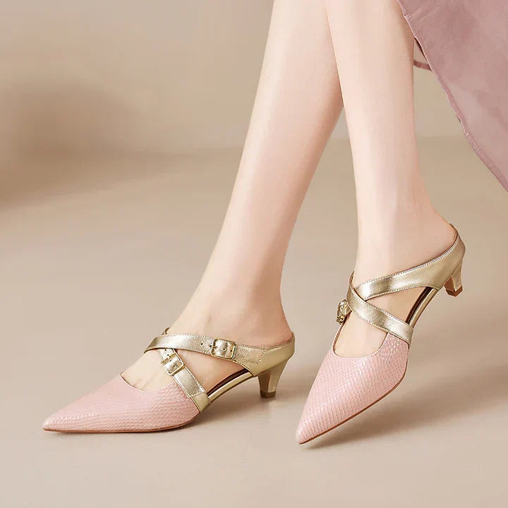 Ludovica | Mules à Bout Pointu avec Brides Croisées
