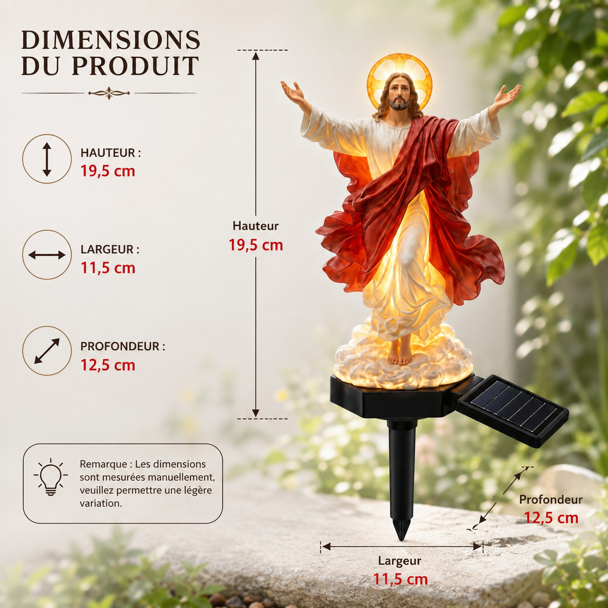 Luméange™ — Statue solaire ange lumineux jardin