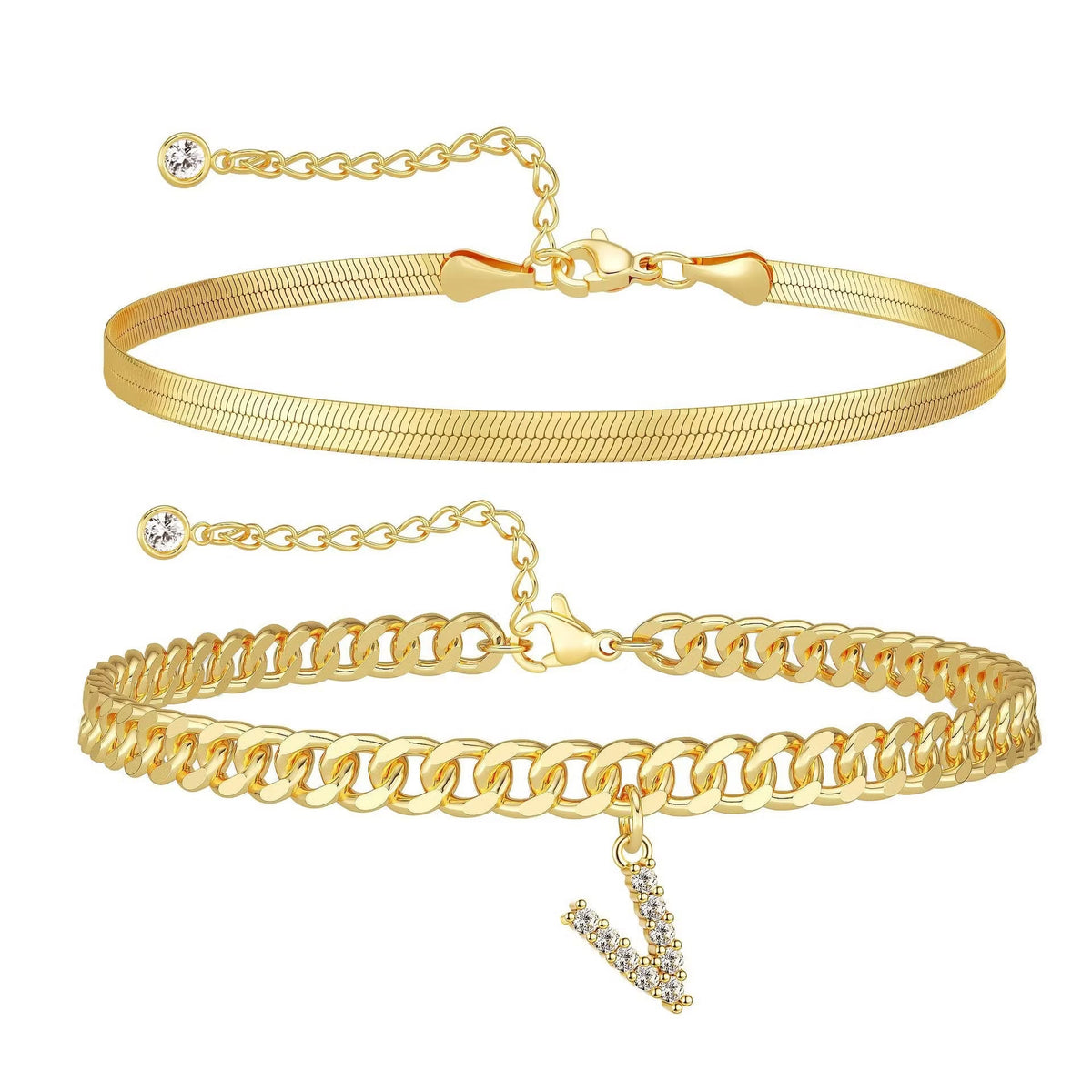 Zavélia™ — Bracelet de cheville initiale personnalisé
