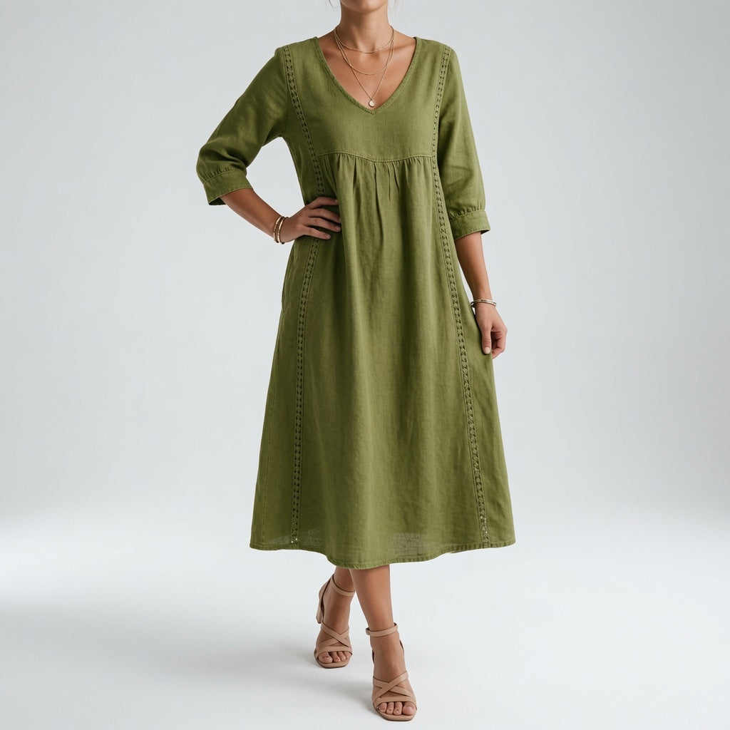Éléonisse™ — Robe midi fluide élégance naturelle
