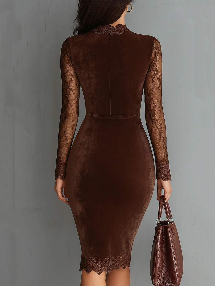 Aurélia™ | Robe Mini en Velours avec Manches en Dentelle