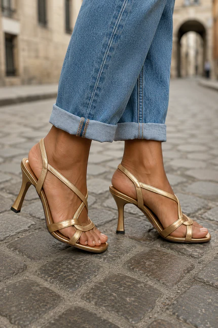 Elisabetta | Sandales Dorées Élégantes à Talons