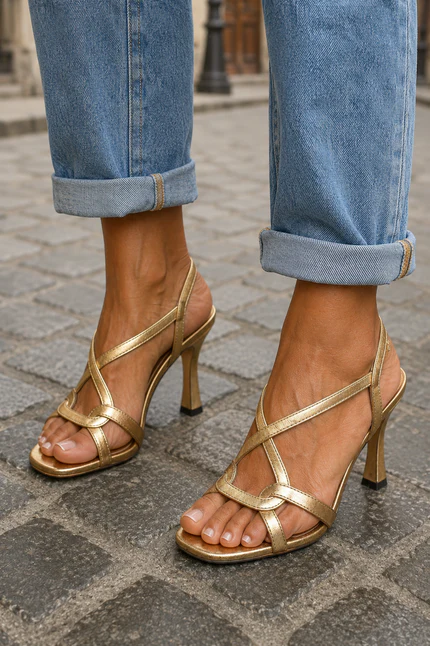 Elisabetta | Sandales Dorées Élégantes à Talons
