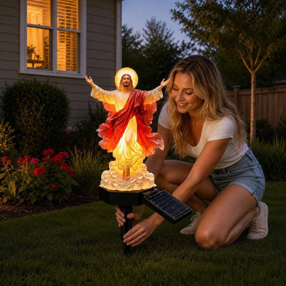 Luméange™ — Statue solaire ange lumineux jardin