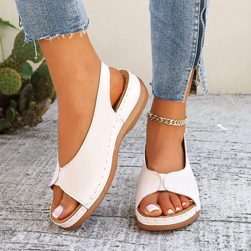Sandales pour femmes confortables au style rétro avec orteils découverts